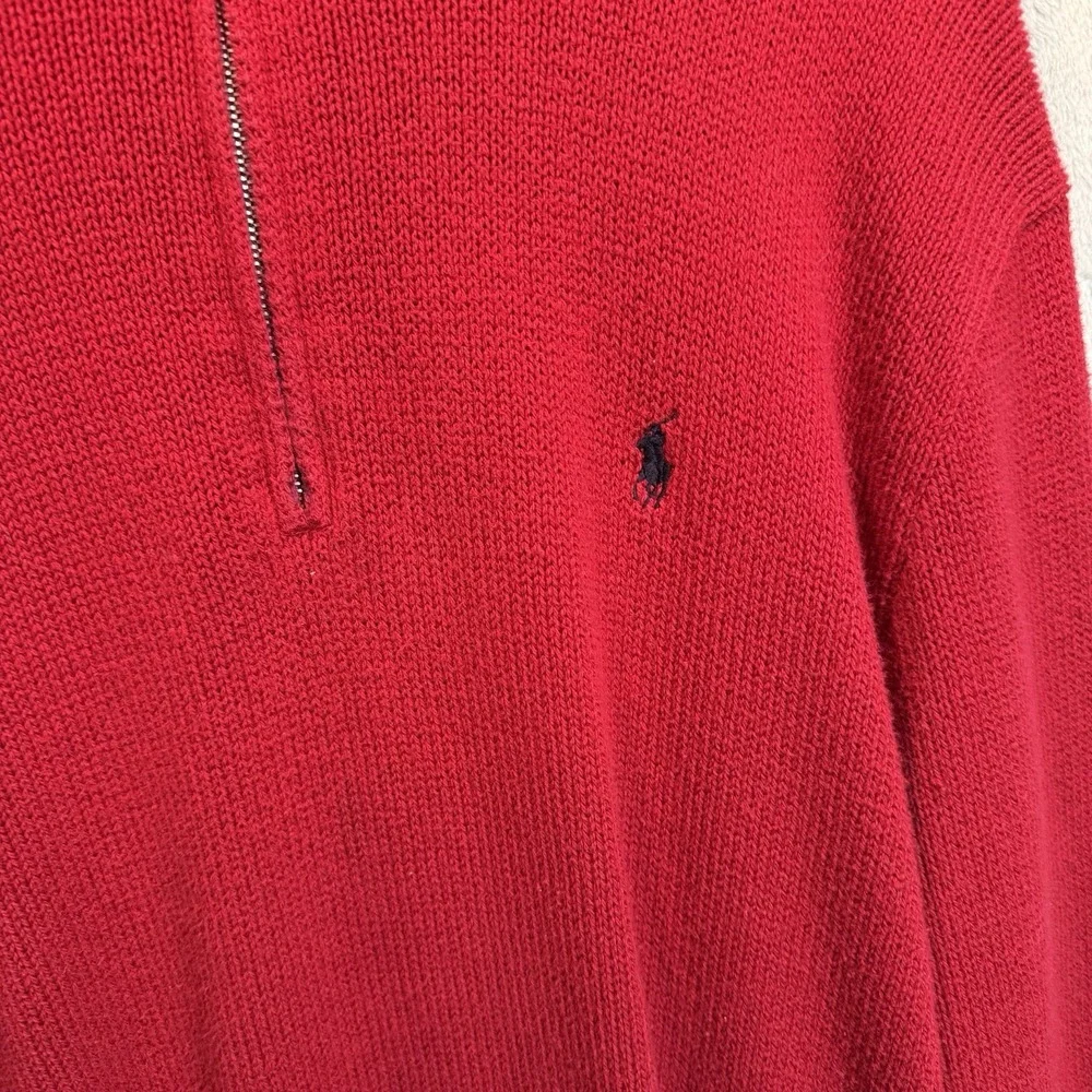 Polo Ralph‎ Lauren 1/4 Zip Pullover Knit Sweater Mens 2XL Pima Cotton Red